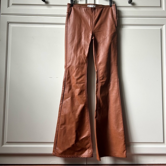 Free People Pants - Free People Penny Vegan Leather Pants Bell bottom Flared Leg